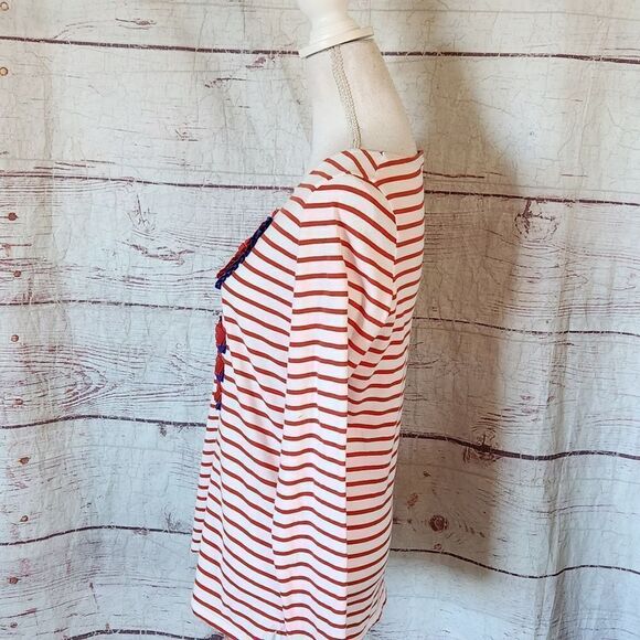 Boden Striped Ribbon Detail Love Long Sleeve Tee Size 10 - Picture 4 of 6